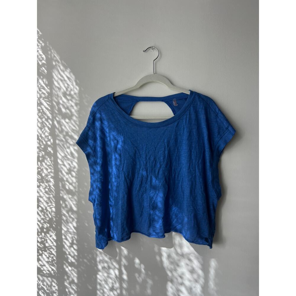 Free People Movement Electric Cobalt Blue Open Cross Back Cropped Tee Size XS